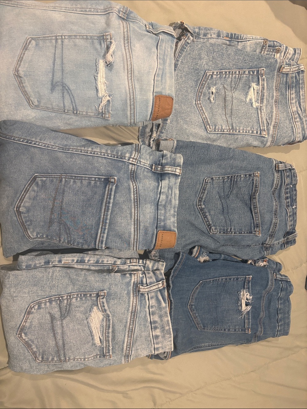 American Eagle Outfitters Women's Light Blue Distressed Slim Shorts/Jeans